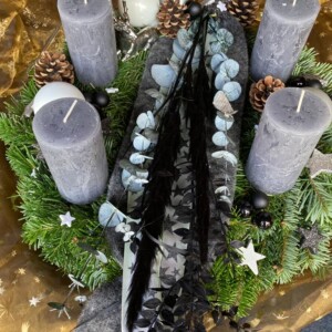 adventskranz grau besch